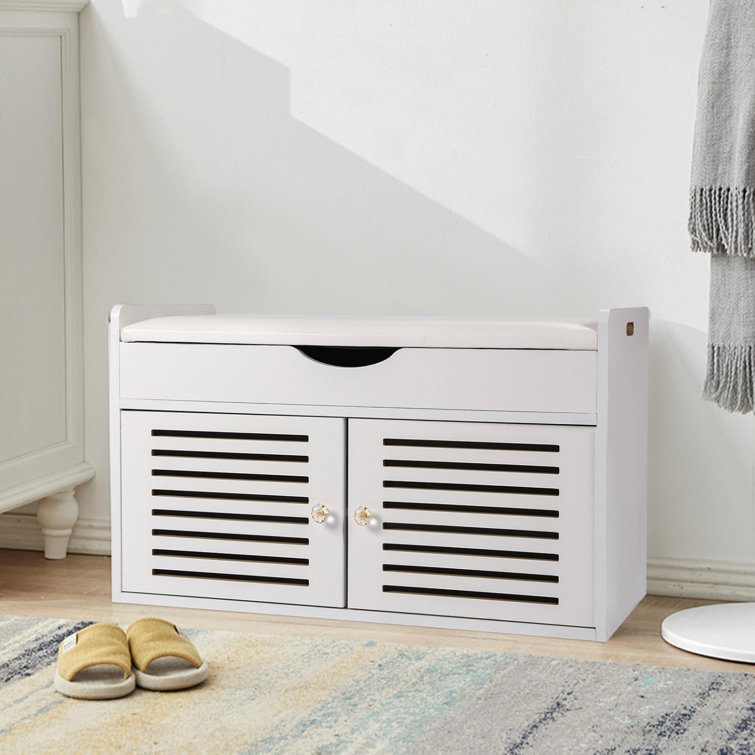 Latitude Run® Shoe Bench Shoes Storage Organiser Rack Wooden